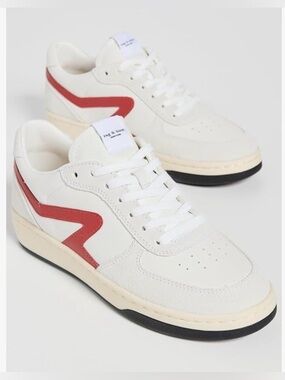 Rag & Bone Retro Court Sneaker, Off-White/Red, US Size 6, GUC